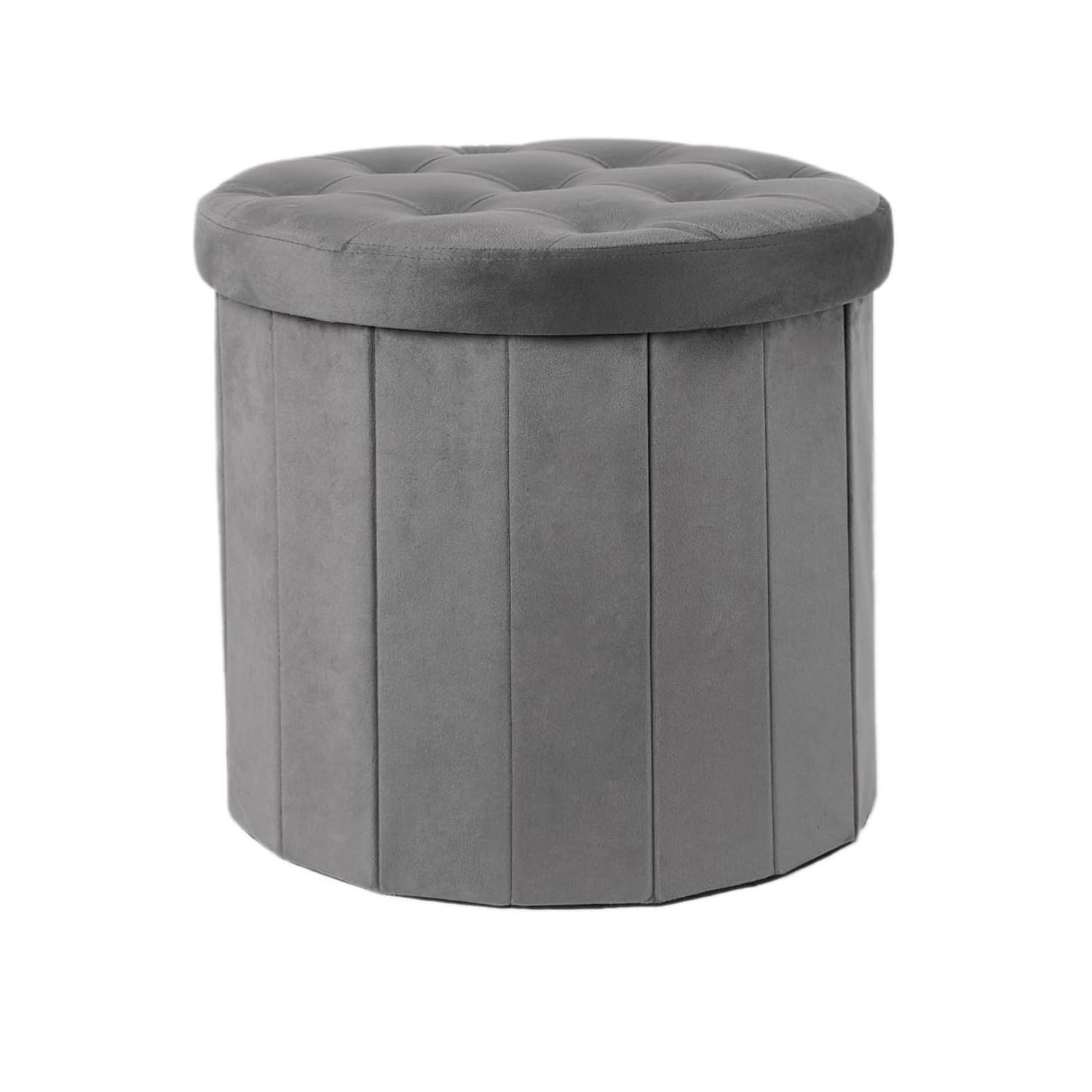 OHS Foldable Round Storage Charcoal Foot Stool 42cm