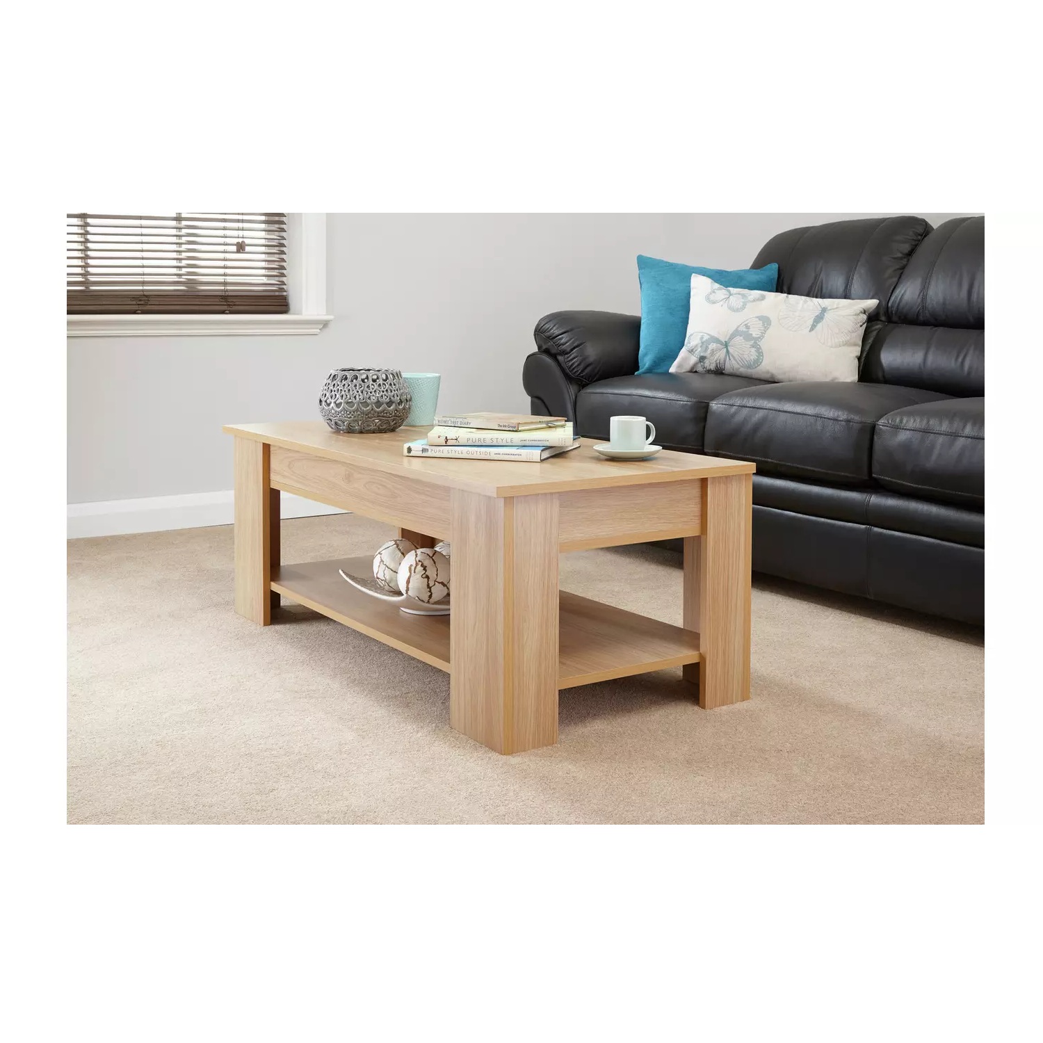 GFW Lift Up Grey Coffee Table 50x105cm