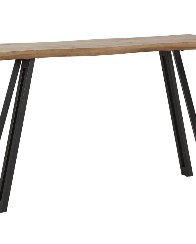 SECONIQUE Quebec Wave Edge Medium Oak Effect/Black Console Table 34x120cm