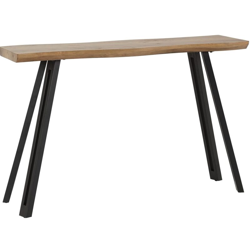 SECONIQUE Quebec Wave Edge Medium Oak Effect/Black Console Table 34x120cm